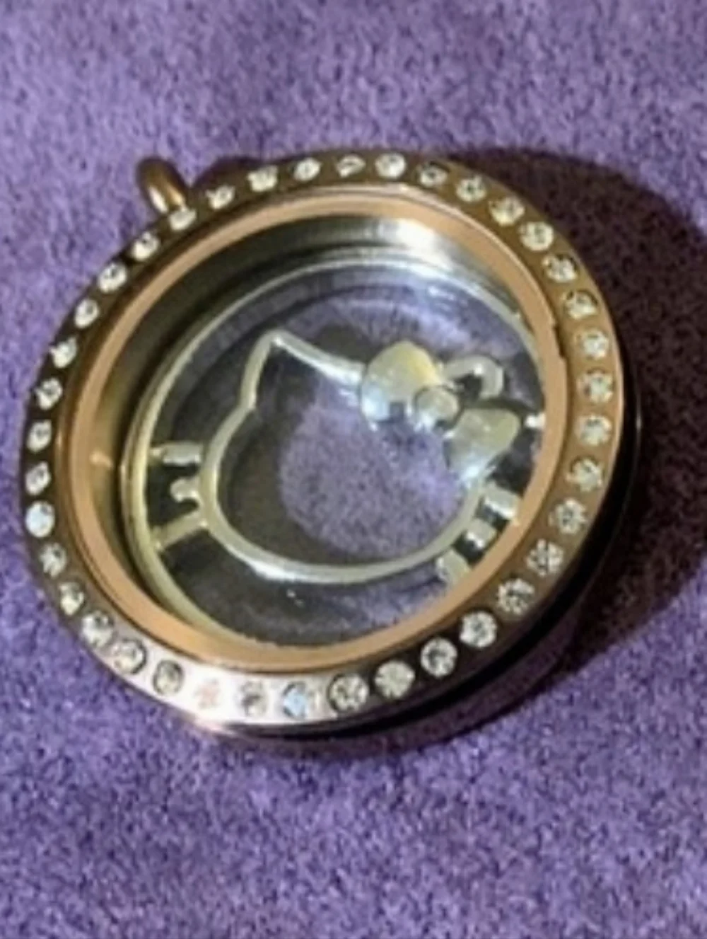 Hello Kitty Silhouette Plate For Floating Lockets